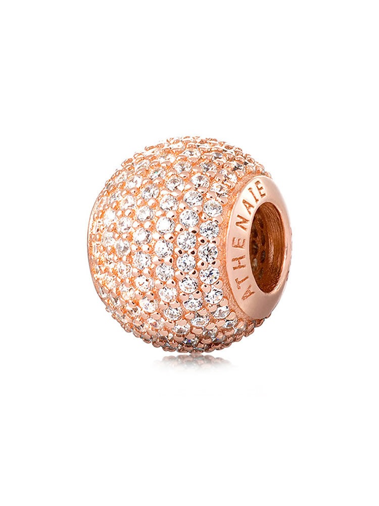 Rose sparkle charm bead rose gold front view by ATHENAIE