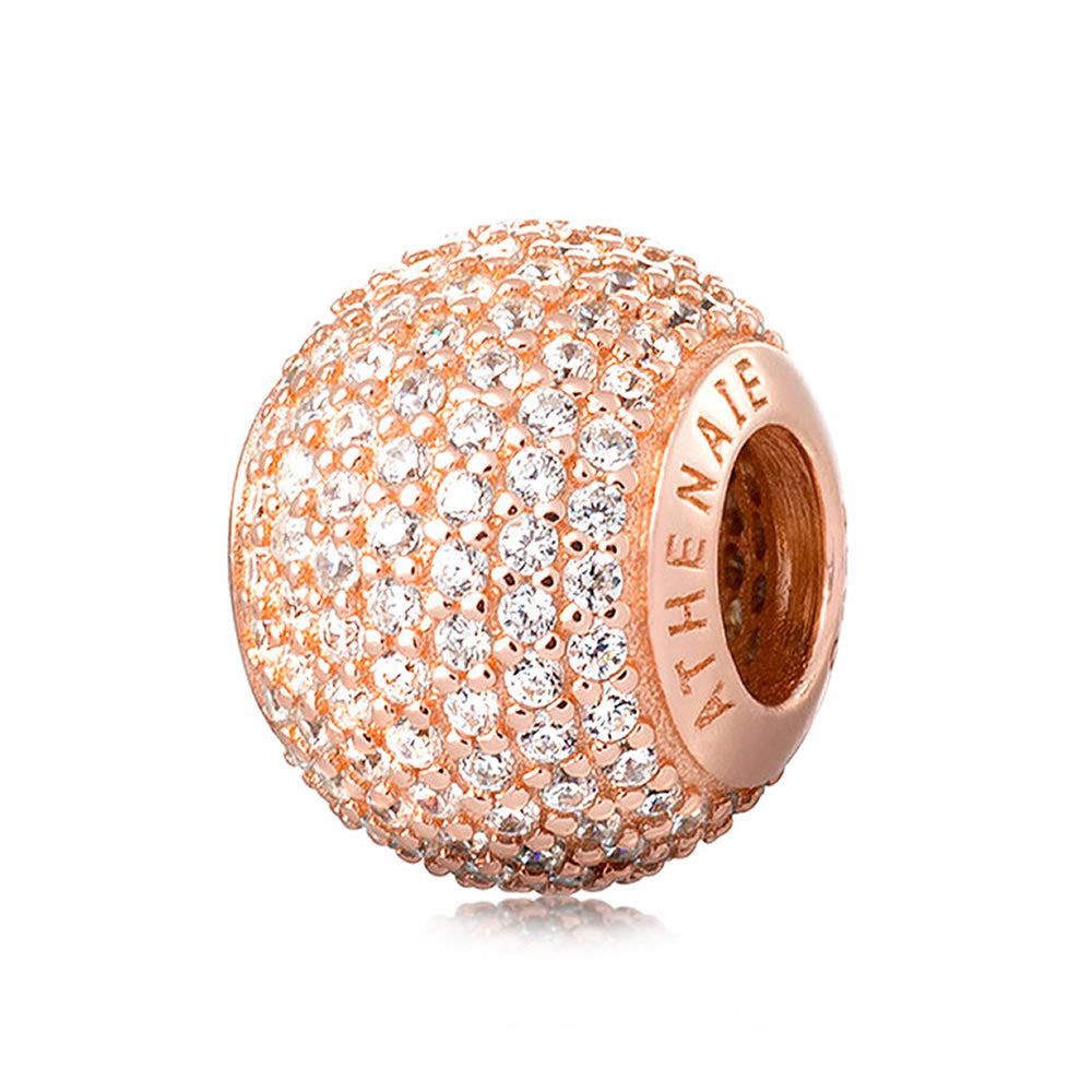 Rose Sparkle charm bead rose gold plating front view
