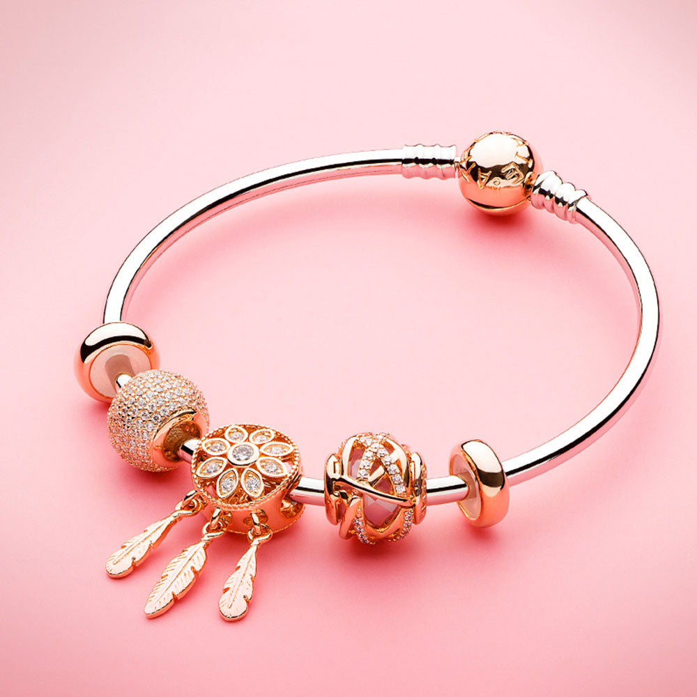 Rose Stopper silver alloy charm bead styled with European bracelet