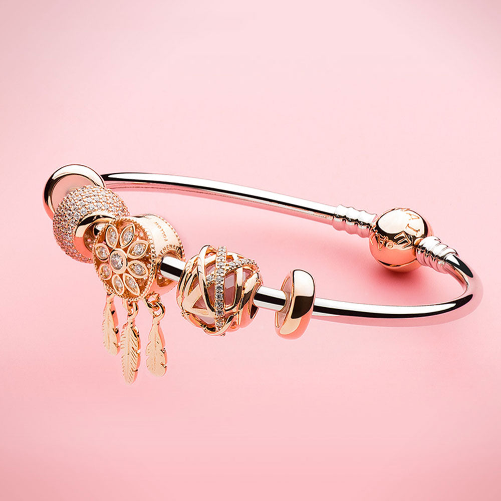 Rose Stopper silver alloy charm bead with bracelet design style