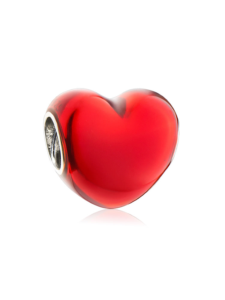 Ruby Heart Enamel Charm 925 sterling silver charm bead by ATHENAIE