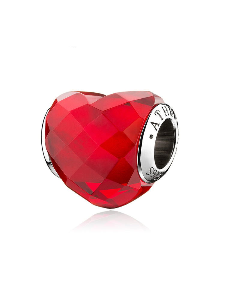 Ruby love murano glass charm bead red heart glass by ATHENAIE