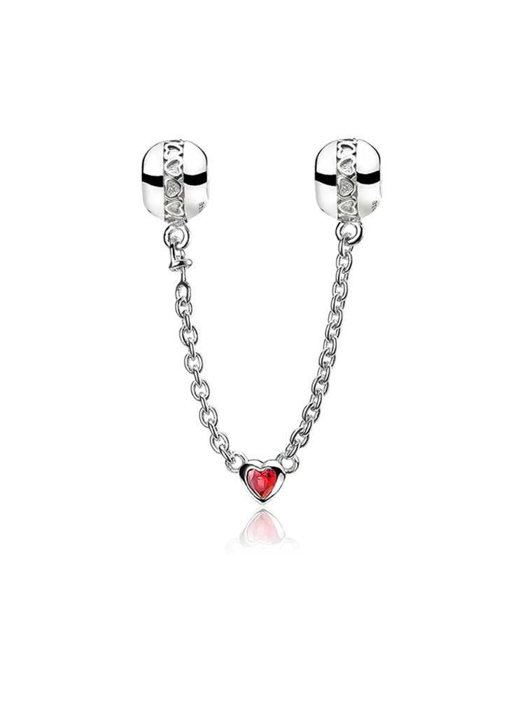 Heart guard safety chain charm in 925 sterling silver by ATHENAIE