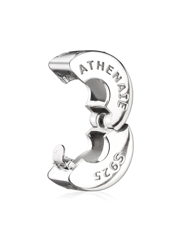 Safety clip charm open side view showing clasp detail