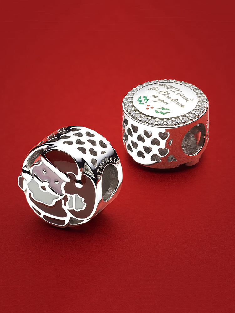 Santa Christmas charm bead styled on European charm bracelet