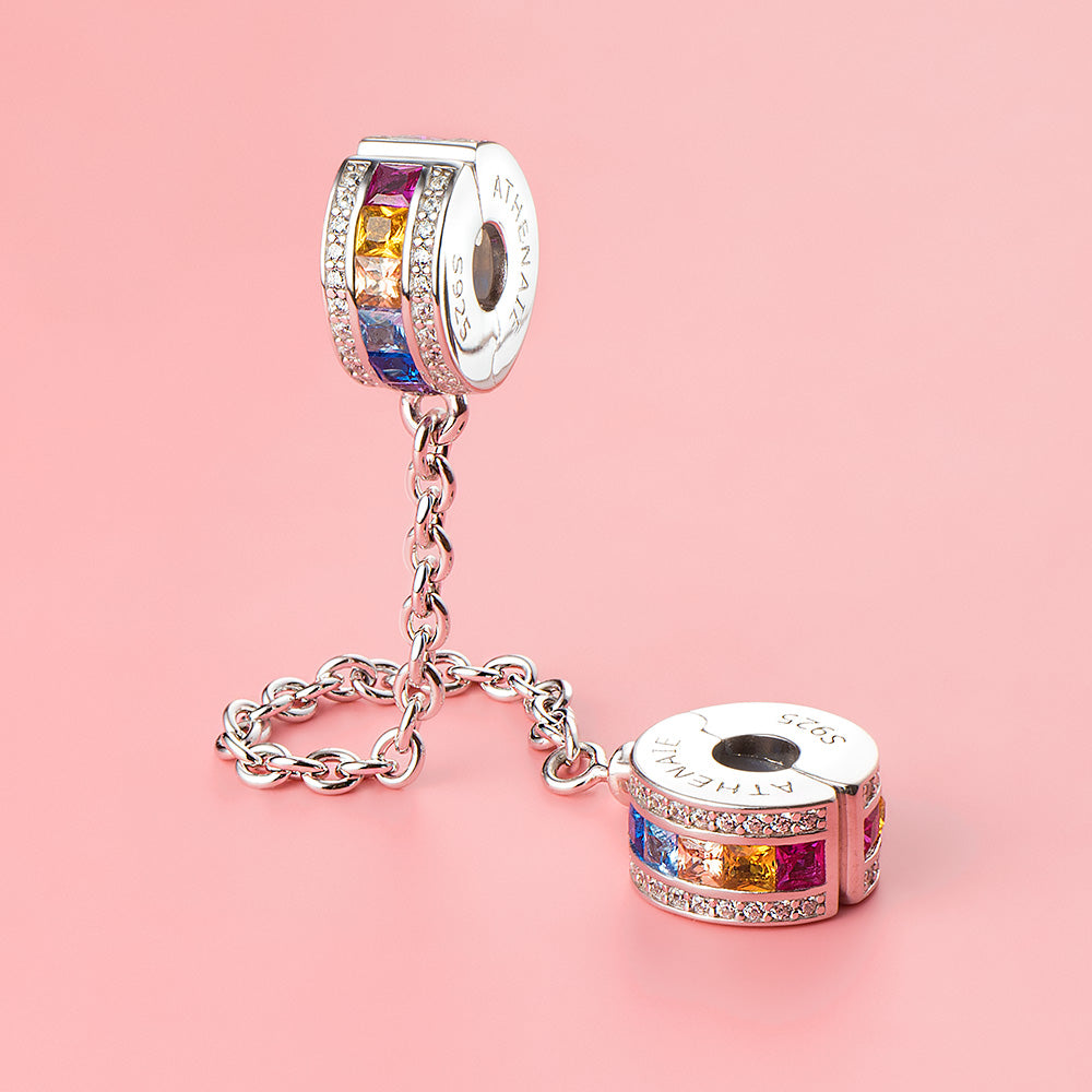 Colorful  CZ  Stones  Safety Chain