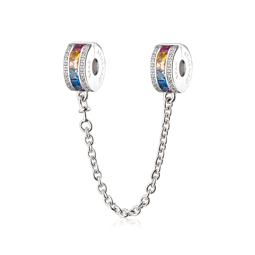 Colorful  CZ  Stones  Safety Chain