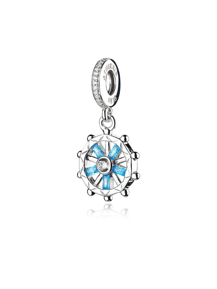 Ship wheel charm 925 sterling silver dangle pendant