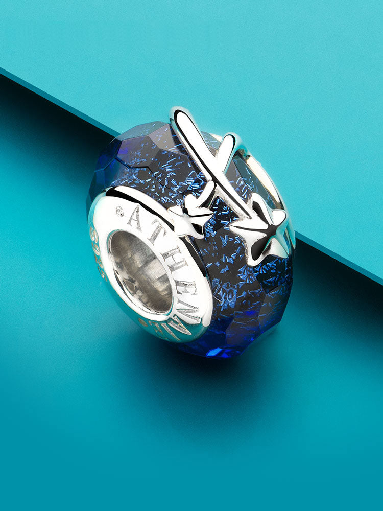 Shooting stars murano glass charm bead styled on bracelet by ATHENAIE