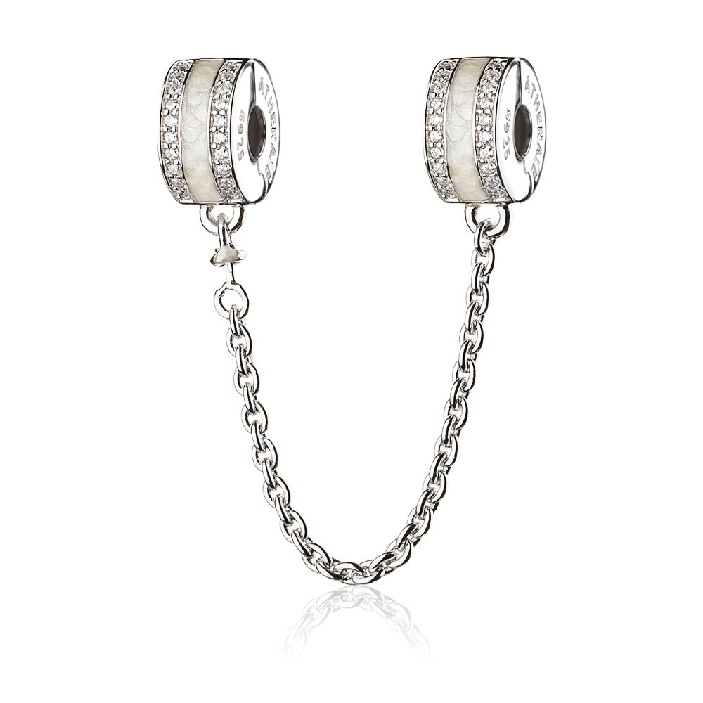 Silent Bond safety chain charm in 925 silver with enamel, front view