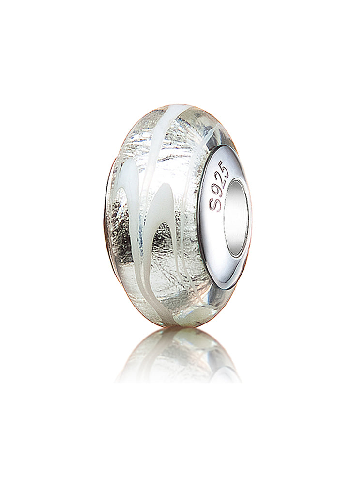 Silver frost murano glass charm with 925 sterling silver core by ATHENAIE