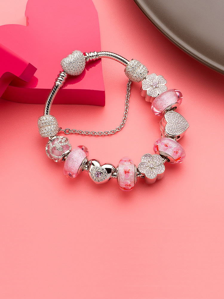 925 sterling silver sparkling heart charm bracelet bead by ATHENAIE