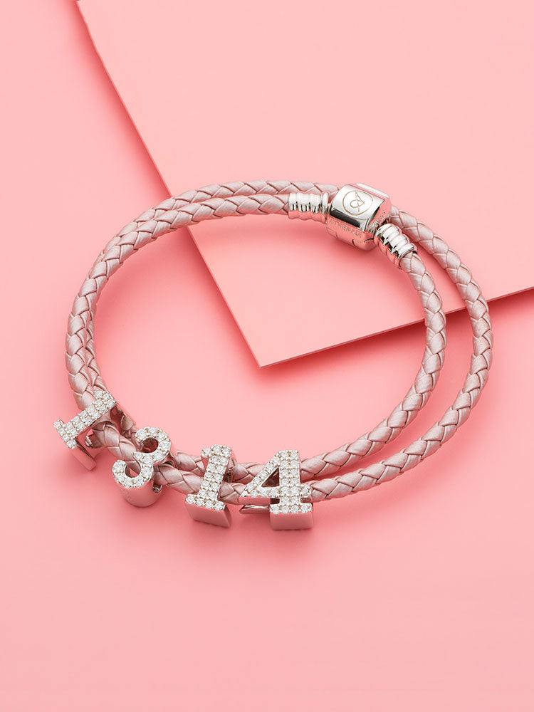 Sterling silver number charm bead bracelet styling