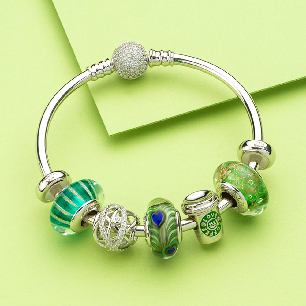 Silver Stopper 925 silver charm bead styled with bracelets