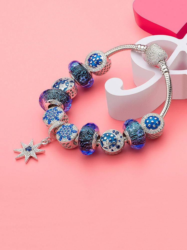 Snowflake charm bead bracelet styling by ATHENAIE