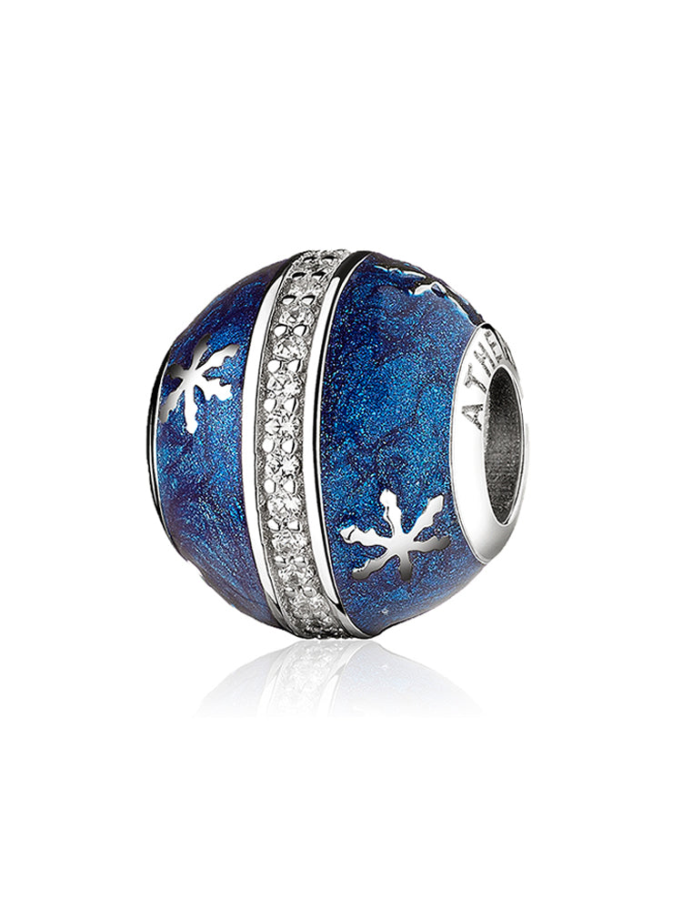 Snowy night charm bead side view