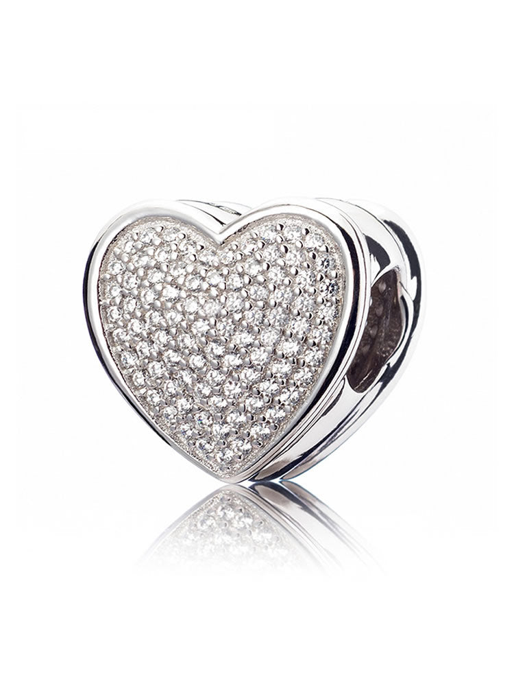 Sparkling heart charm 925 sterling silver with CZ stones by ATHENAIE