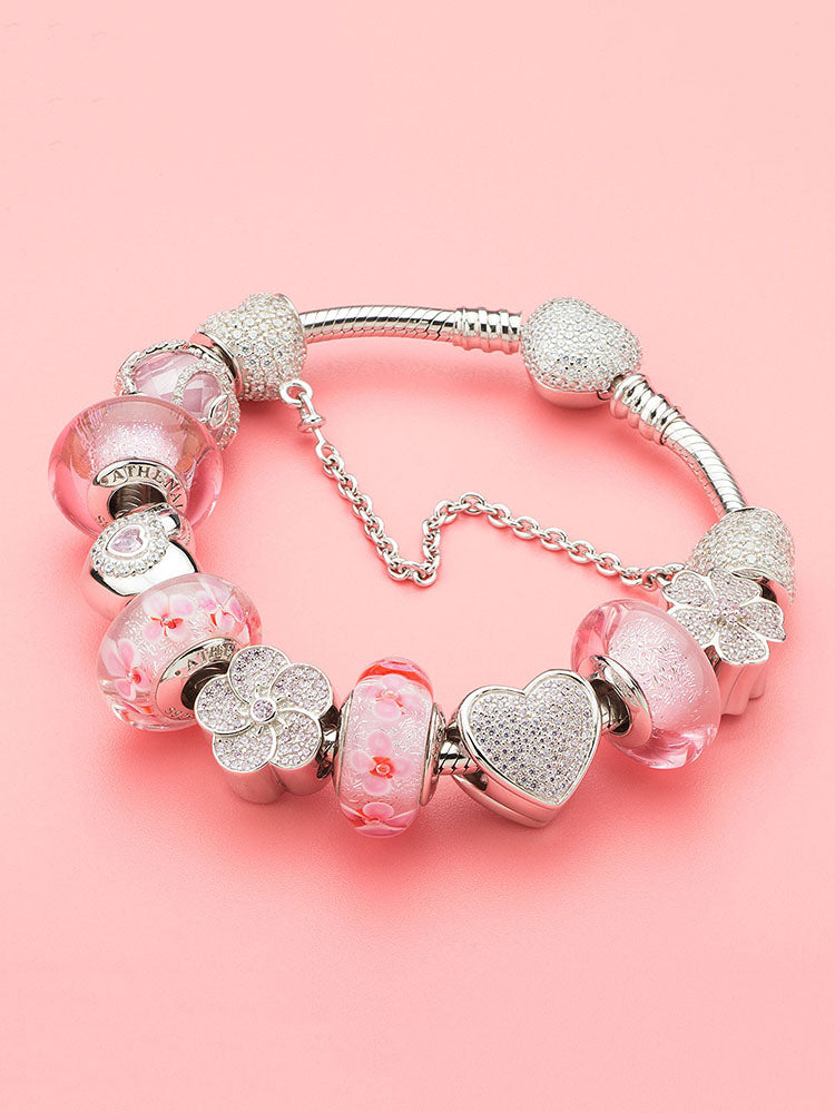 Sparkling heart charm jewelry bracelet styling by ATHENAIE
