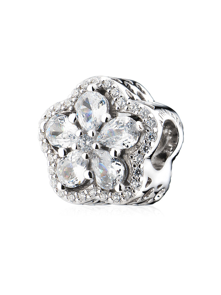 Sparkling Petals charm bead in 925 sterling silver floral design by ATHENAIE
