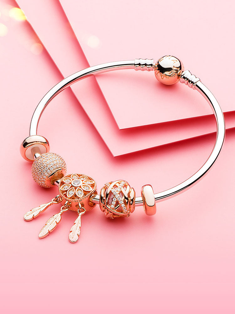 Sparkling rose charm bead bracelet look by ATHENAIE