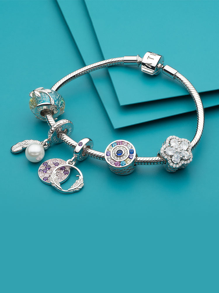 Sparkling silver aurora charm bead bracelet look by ATHENAIE