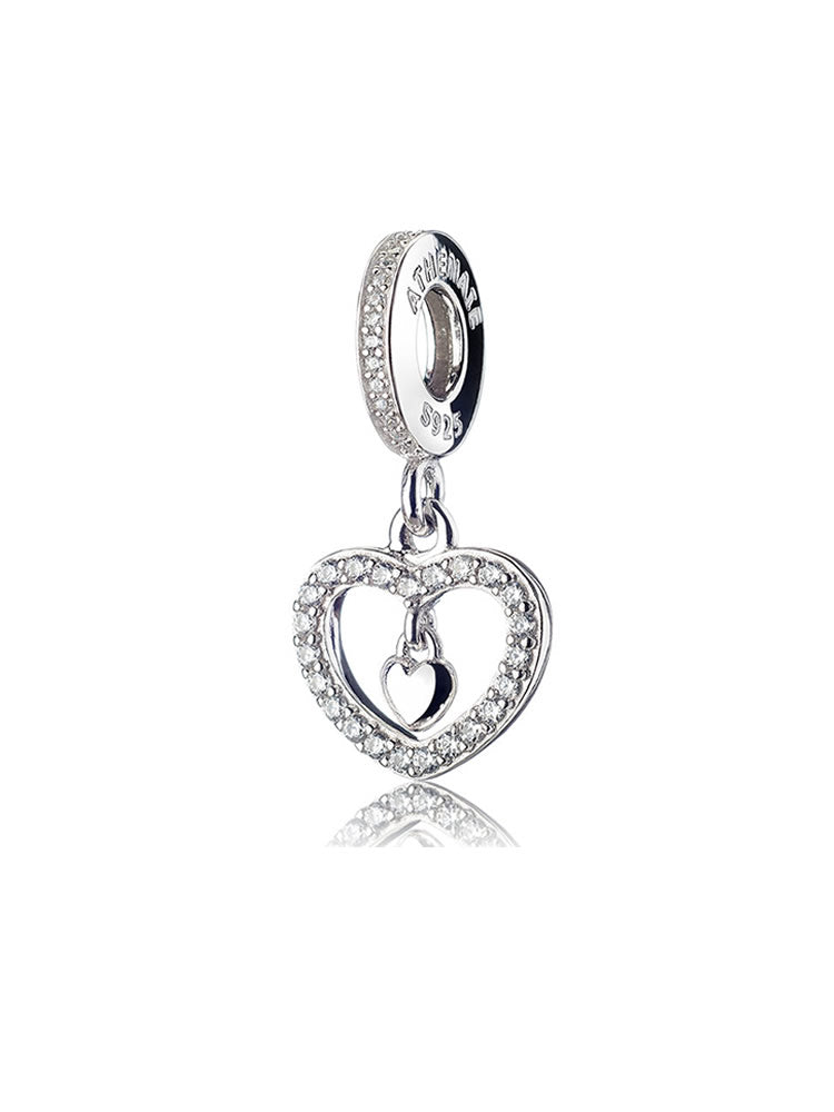 Heart Dangle 925 sterling silver charm by ATHENAIE