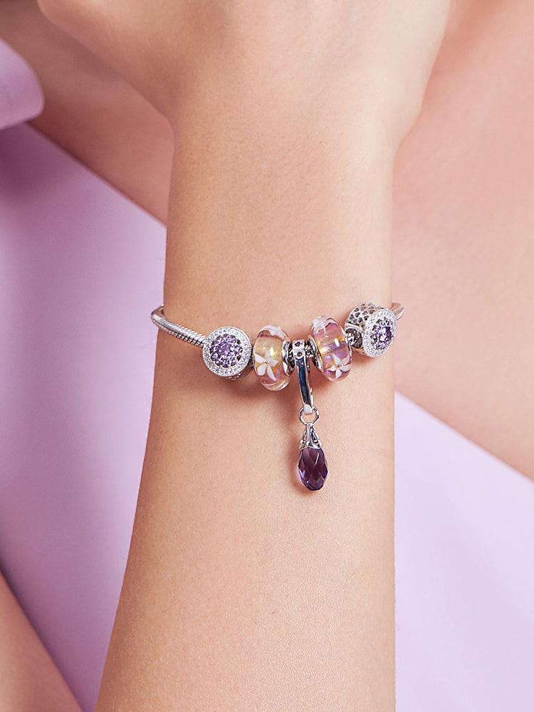 Amethyst tone crystal dangle charm styling view