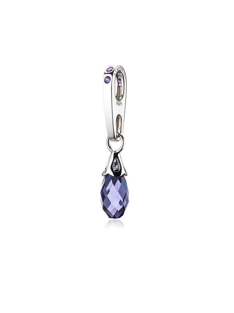 Purple crystal dangle charm pendant with Austrian crystal detail