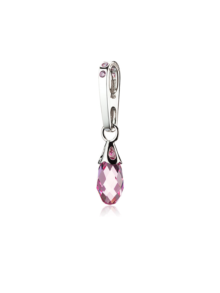 Pink crystal dangle charm pendant with Austrian crystal detail