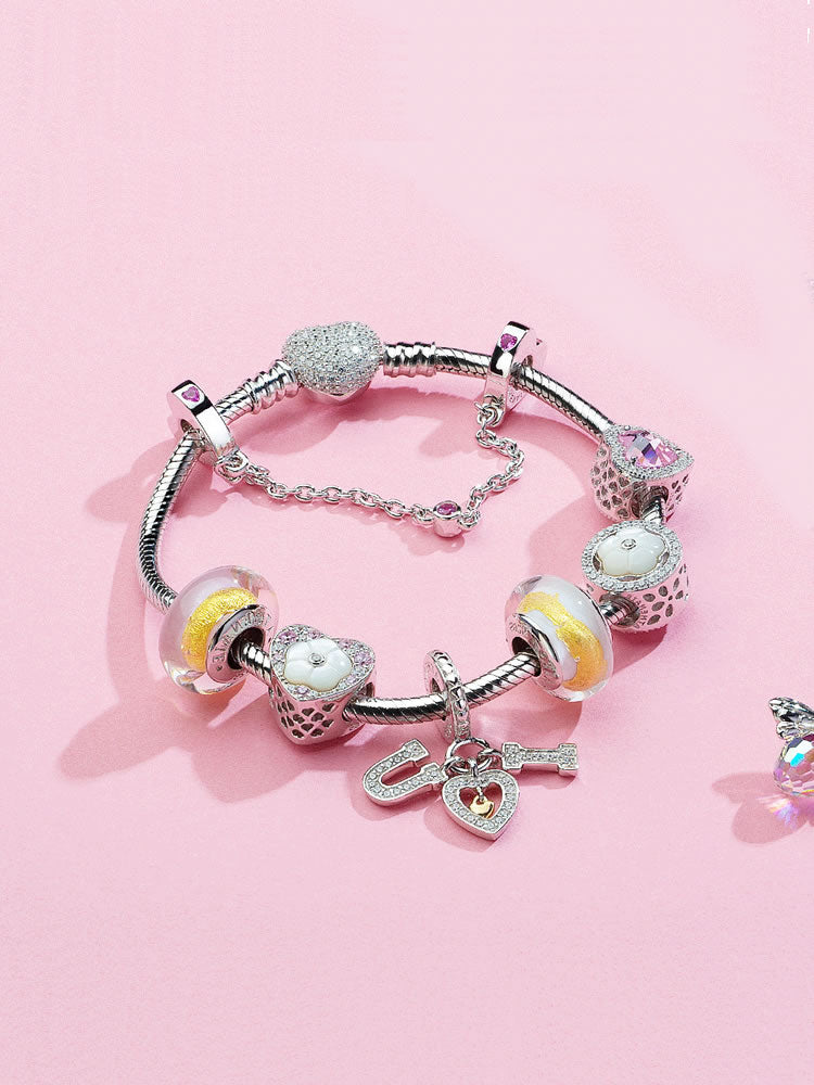 Love you charm styled on European-style bracelet