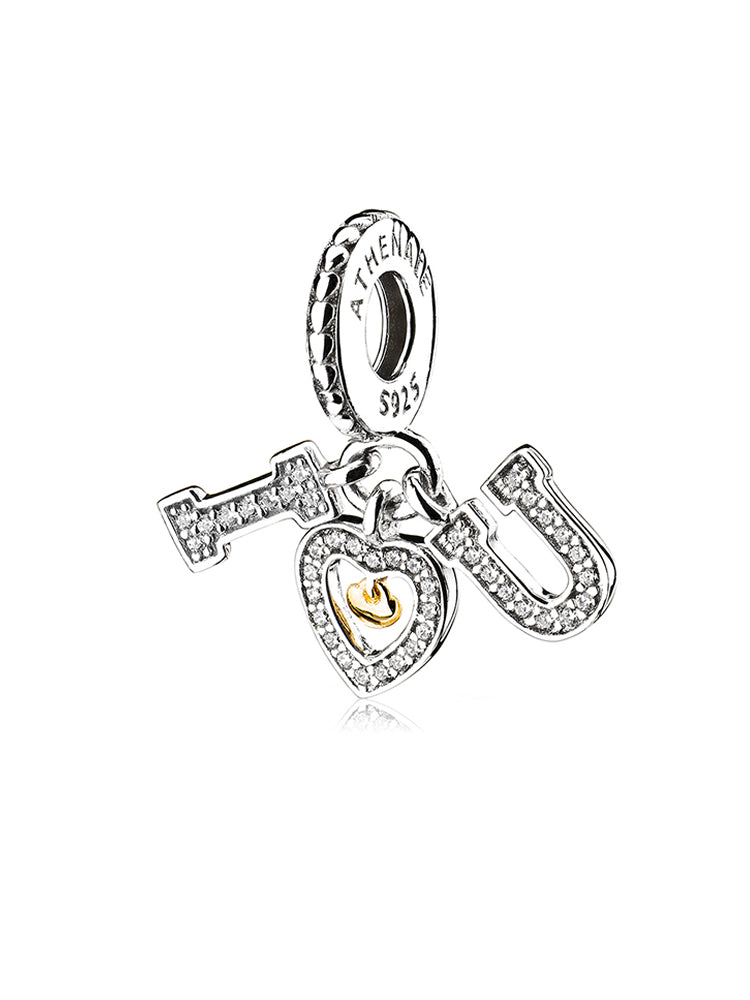 Love You dangle charm pendant by ATHENAIE