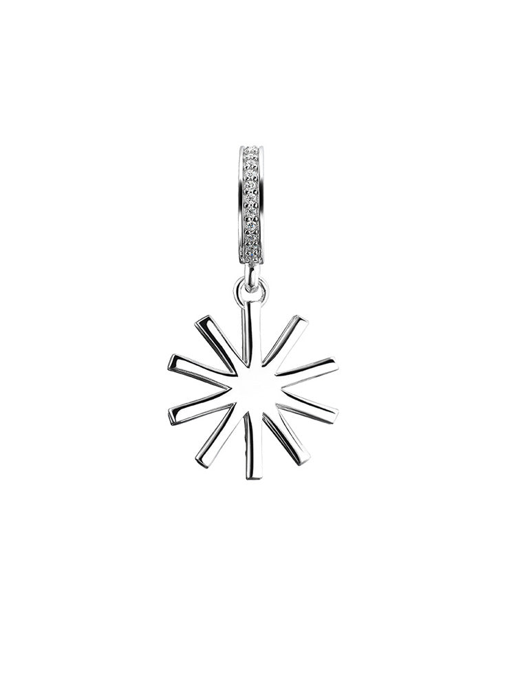 Starburst sterling silver dangle charm back view showing details