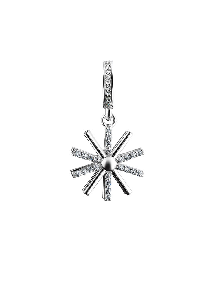 Starburst sterling silver dangle charm single front view