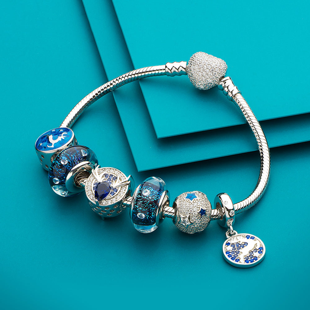 925 silver Starry Reindeer Christmas charm paired with bracelet styling for festive occasions