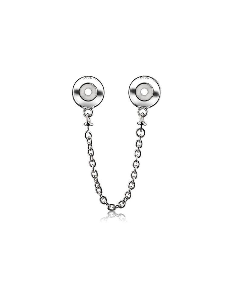 Sterling silver safety chain charm bracelet detail