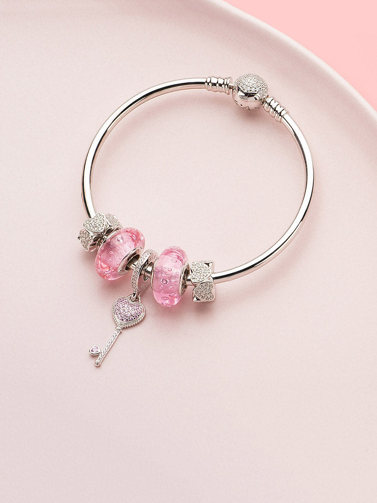 Sterling silver heart charm bead bracelet styling