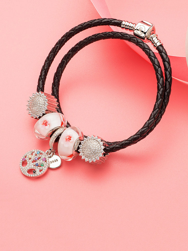 Sunflower charm bead bracelet styling