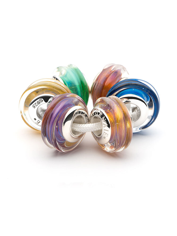 Sunset swirl Murano glass charm bead bracelet styling
