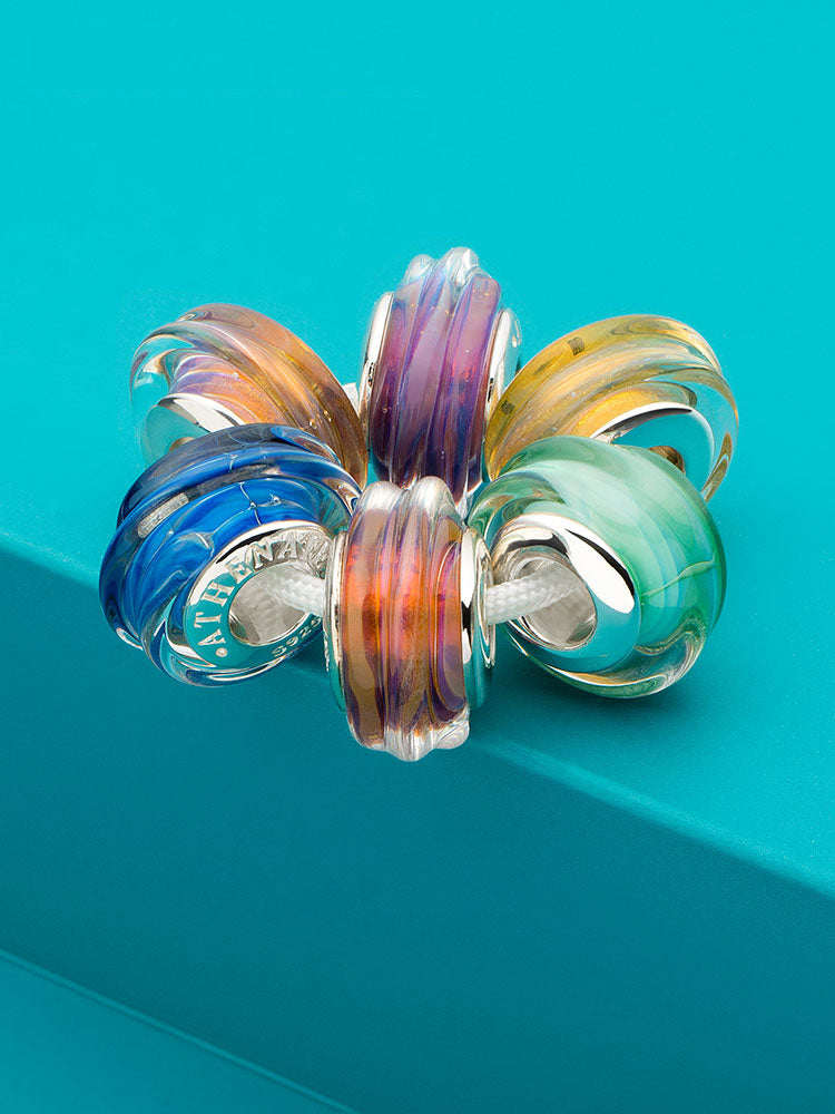 Sunset swirl Murano glass charm bead bracelet style
