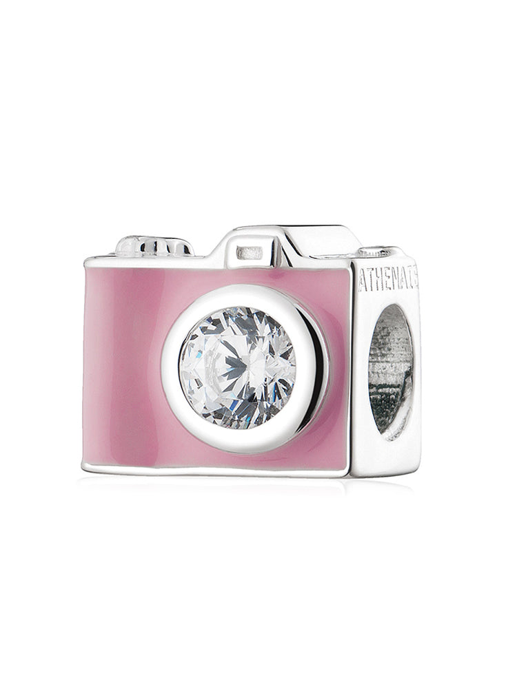 Sweet Snapshot sterling silver camera charm bead front view