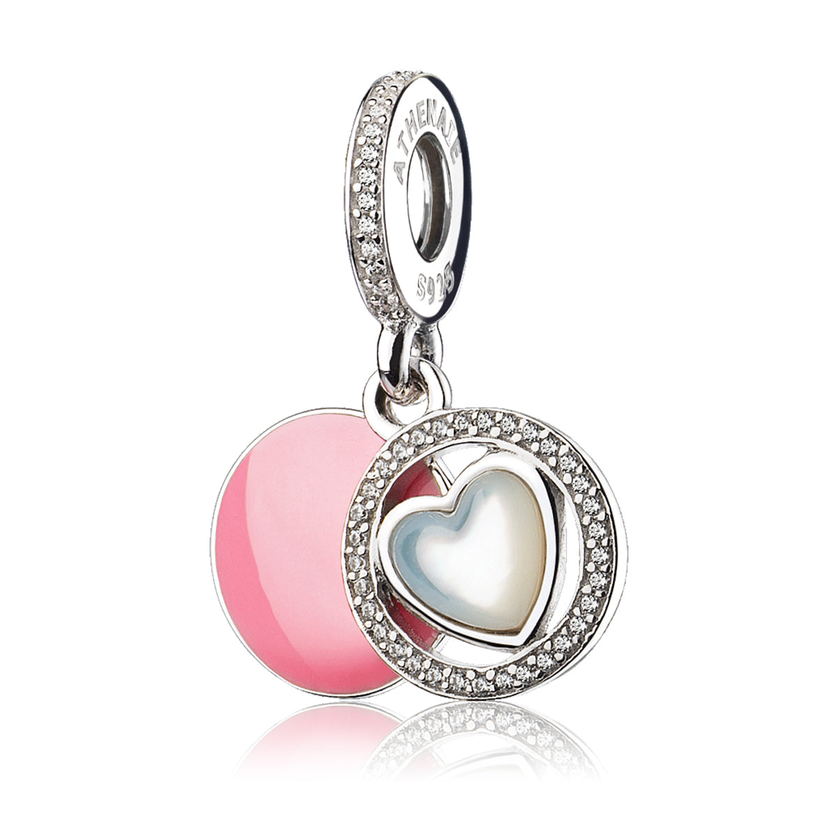 Sweetheart Glow charm pendant in sterling silver, front view
