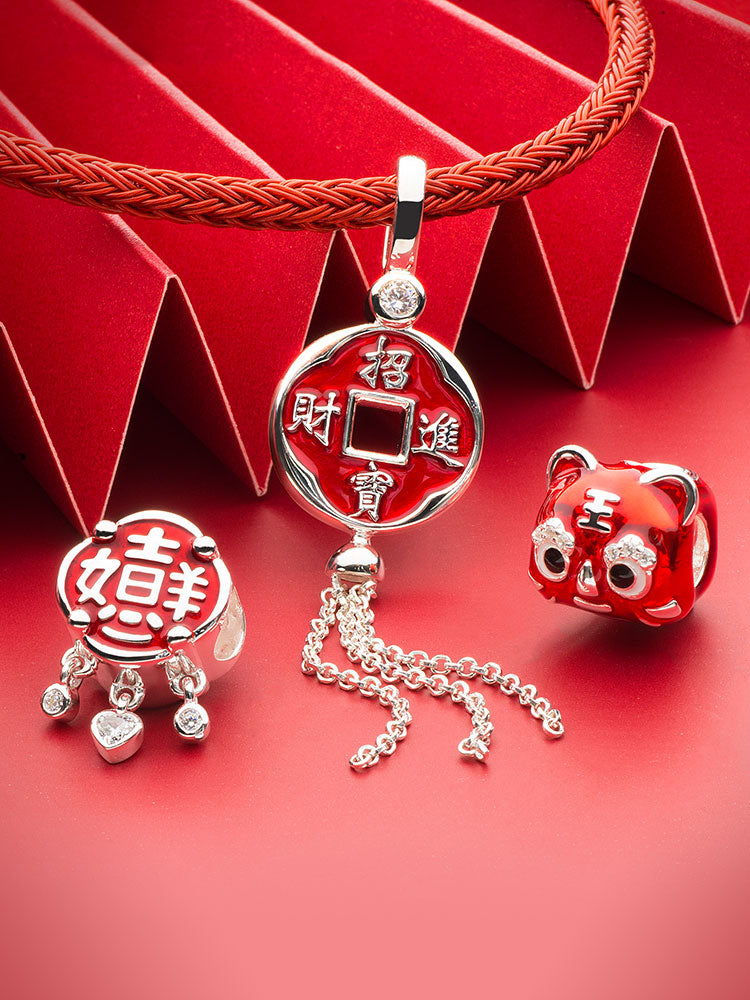 Tassel charm pendant styled on bracelet