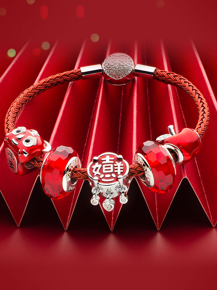 Lucky tiger charm bead paired with bracelet charms