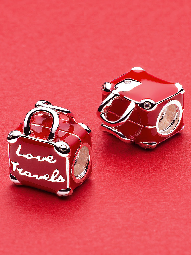 Travel bag charm bead styled on European charm bracelet
