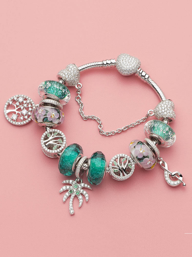 Tree of Life sterling silver charm bead on bracelet