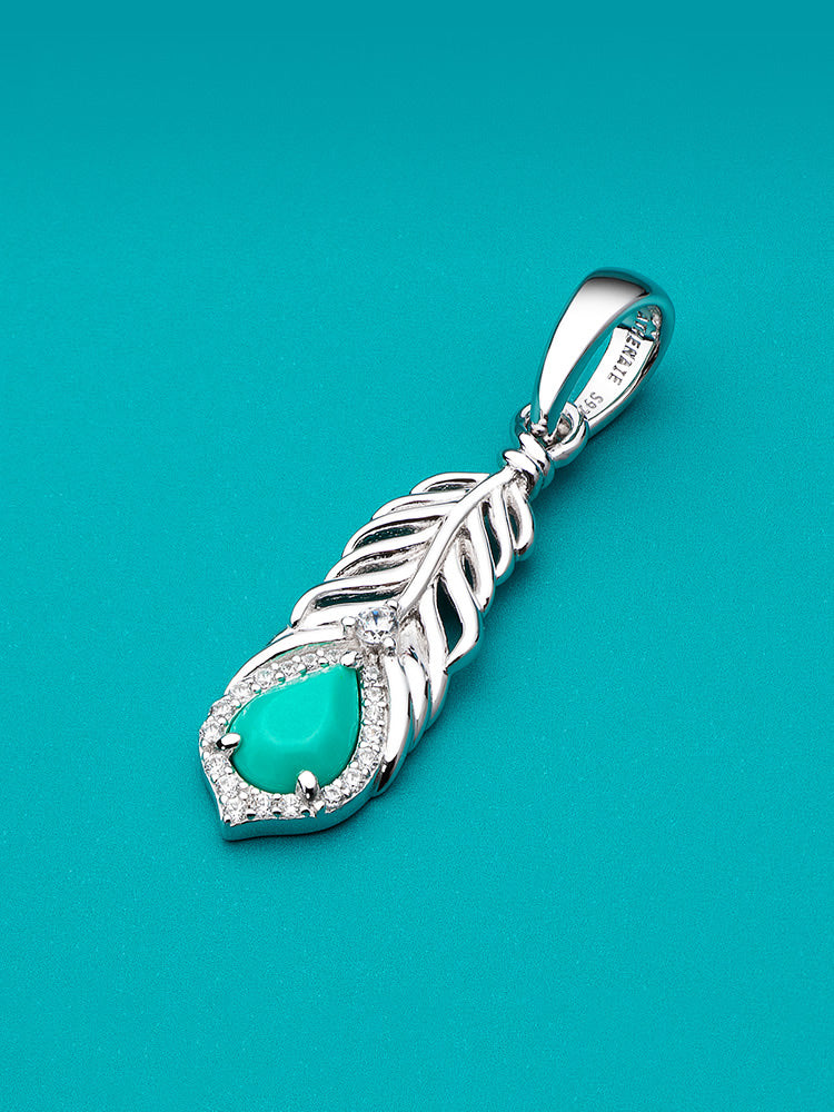 Turquoise feather pendant charm styled on European charm bracelet