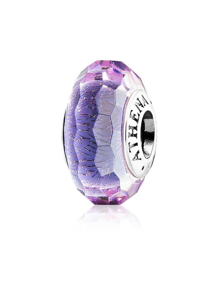 Twilight amethyst murano glass charm with 925 sterling silver core by ATHENAIE