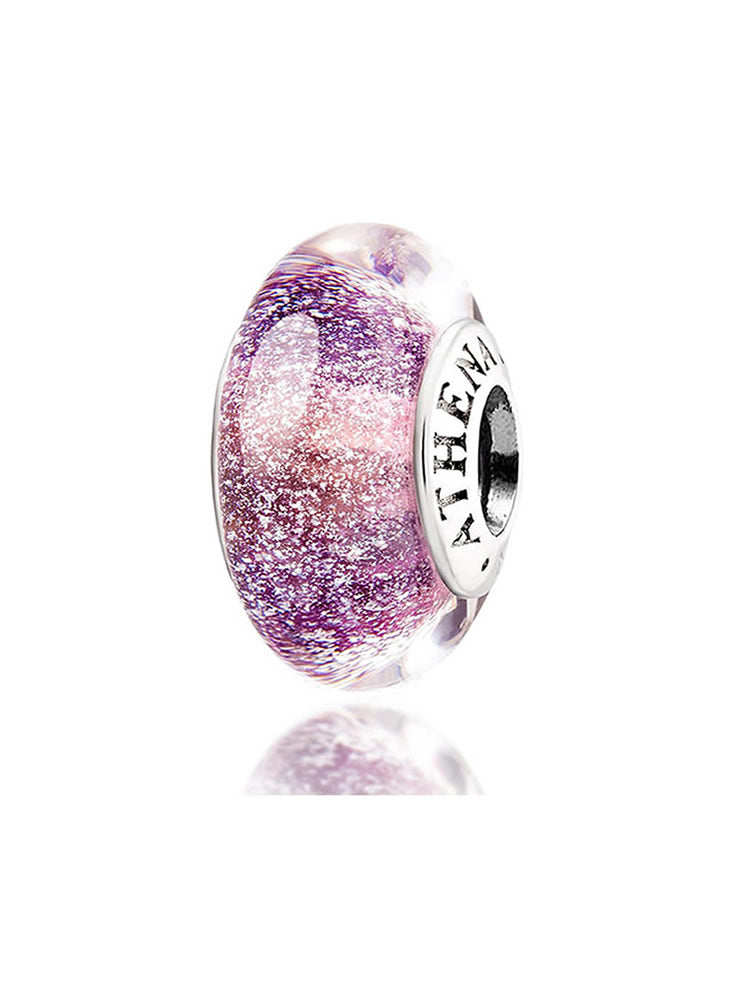 Twilight bloom murano glass charm with 925 sterling silver core by ATHENAIE