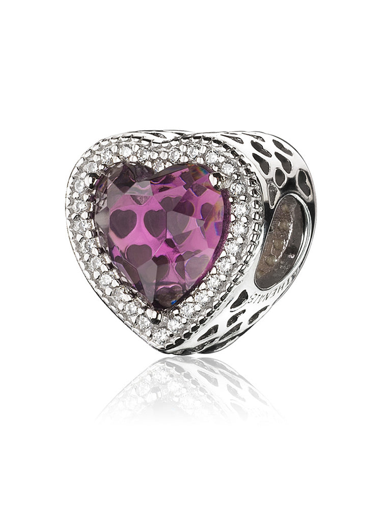Twilight heart charm bead in 925 sterling silver with sparkling stones by ATHENAIE