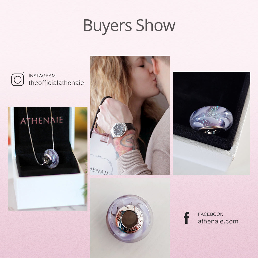 Customer review image of Twilight Petal Murano glass charm – worn with style